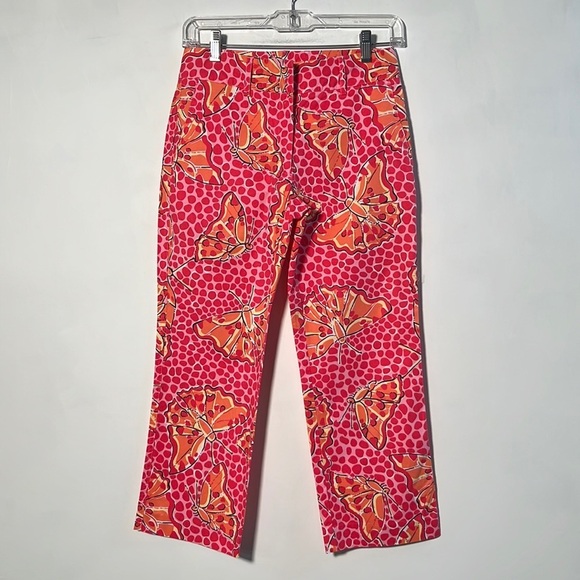 LILLY PULITZER Vintage "Cha Cha" Butterfly Print Cotton Resort/Beachy Capri SZ 0 - Picture 1 of 13